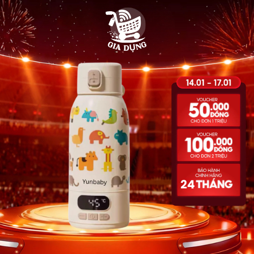 Bình đun nước pha sữa cầm tay YunBaby - F18Y (Giữ Nhiệt - Tiệt trùng - Hâm sữa), bảo hành 3 năm