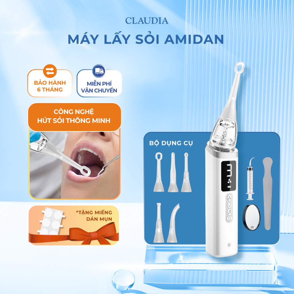 [BẢO HÀNG 6 THÁNG 1 ĐỔI 1] Thiết bị lấy sỏi amidan với 5 đầu hút chuyên dụng giúp hỗ trợ giảm hôi mi