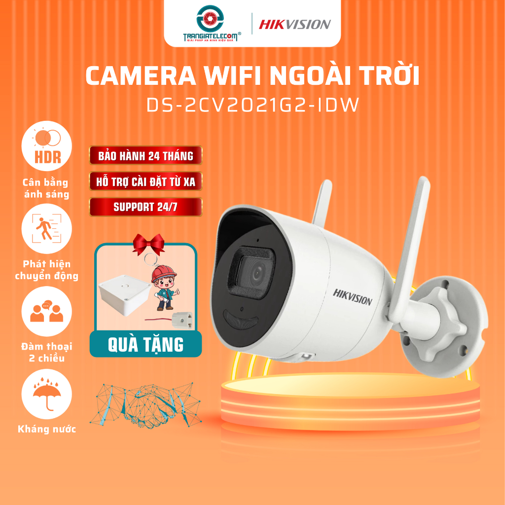 Camera IP Wifi Hikvision Đàm thoại 2 chiều DS-2CV2021G2-IDW Chống ngược sáng - TRANGIATELECOM