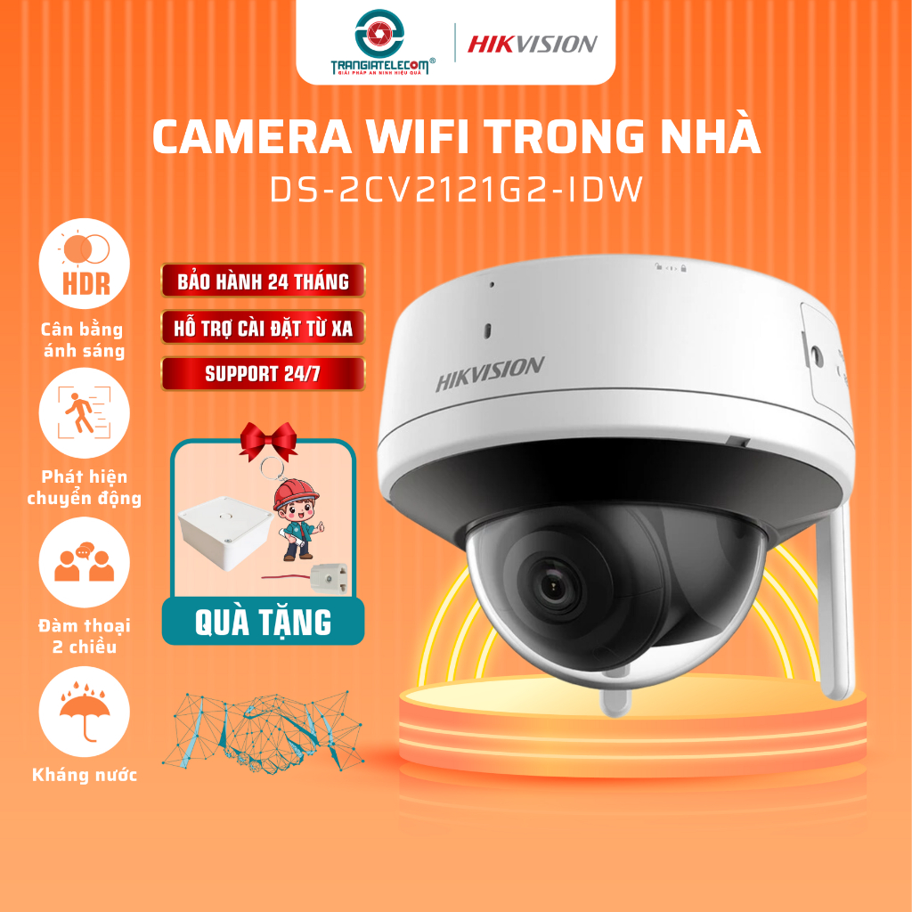 Camera IP Wifi HIKVISION DS-2CV2121G2-IDW 2MP Đàm thoại hai chiều, Góc rộng - TRANGIATELECOM