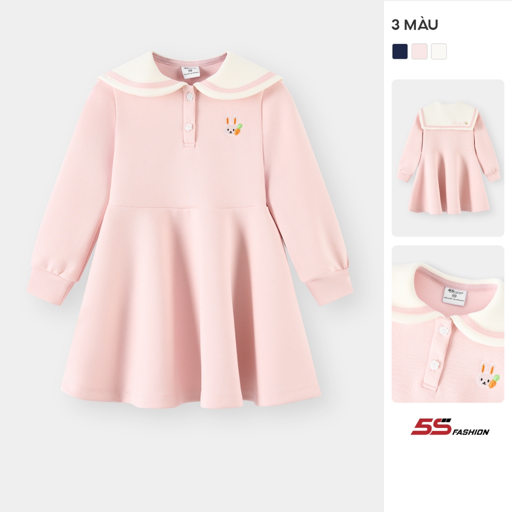 Váy Bé Gái 5S Fashion Cổ Thủy Thủ Thêu Hình Thỏ Dễ Thương G0VAY25007