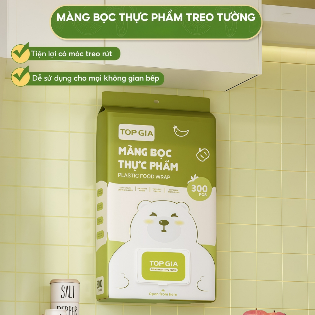 Túi Màng Bọc Thực Phẩm Treo Tường Top Gia 900 Chiếc, Chất Liệu PE An Toàn, Không Mùi, Chịu Nhiệt