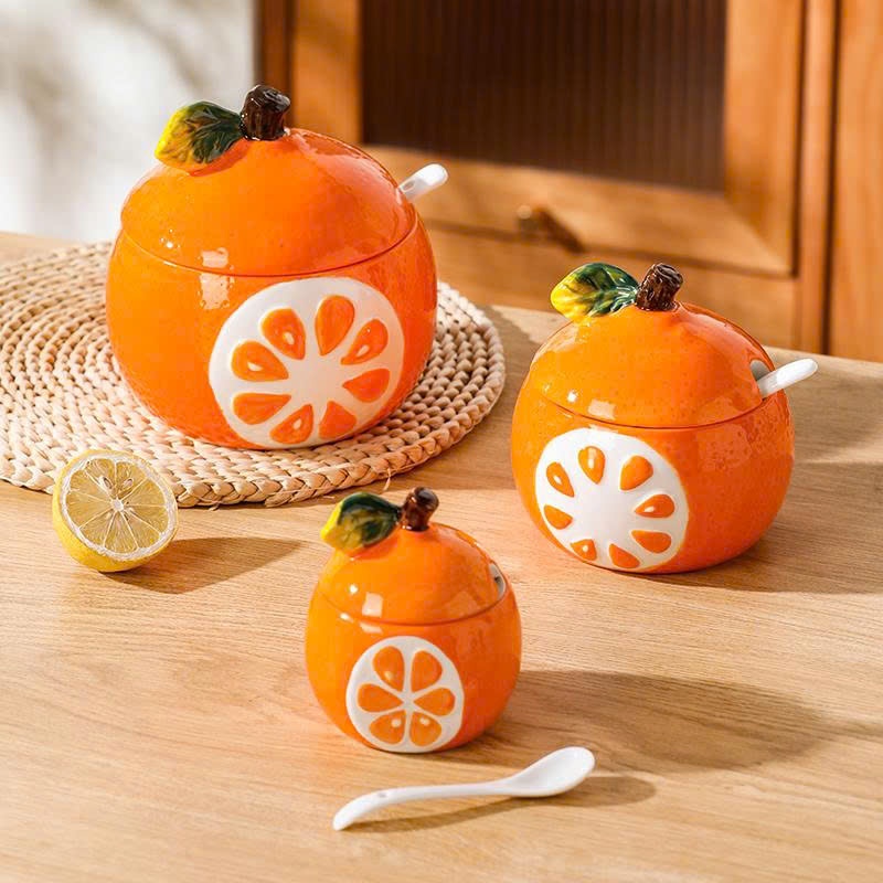 hủ gia vị , hủ đựng gia vị , hủ chưng yến , thố yến hoạt hình Trái cây bằng sứ - Gốm sứ SH