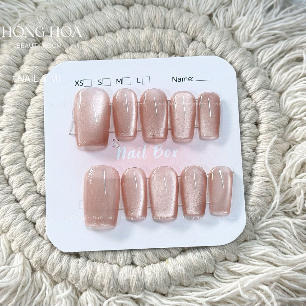 H68 Nailbox thiết kế mắt mèo hồng nude sơn trơn