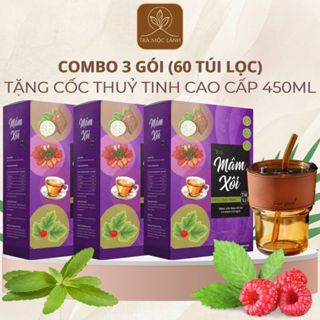 (TMX-03) Combo 3 Trà Mâm Xôi Tứ Vị - Lá Mâm Xôi, Sâm Tố Nữ-Trà Đậm Vị Thơm Ngon 20 Túi-Trà Mộc Lành