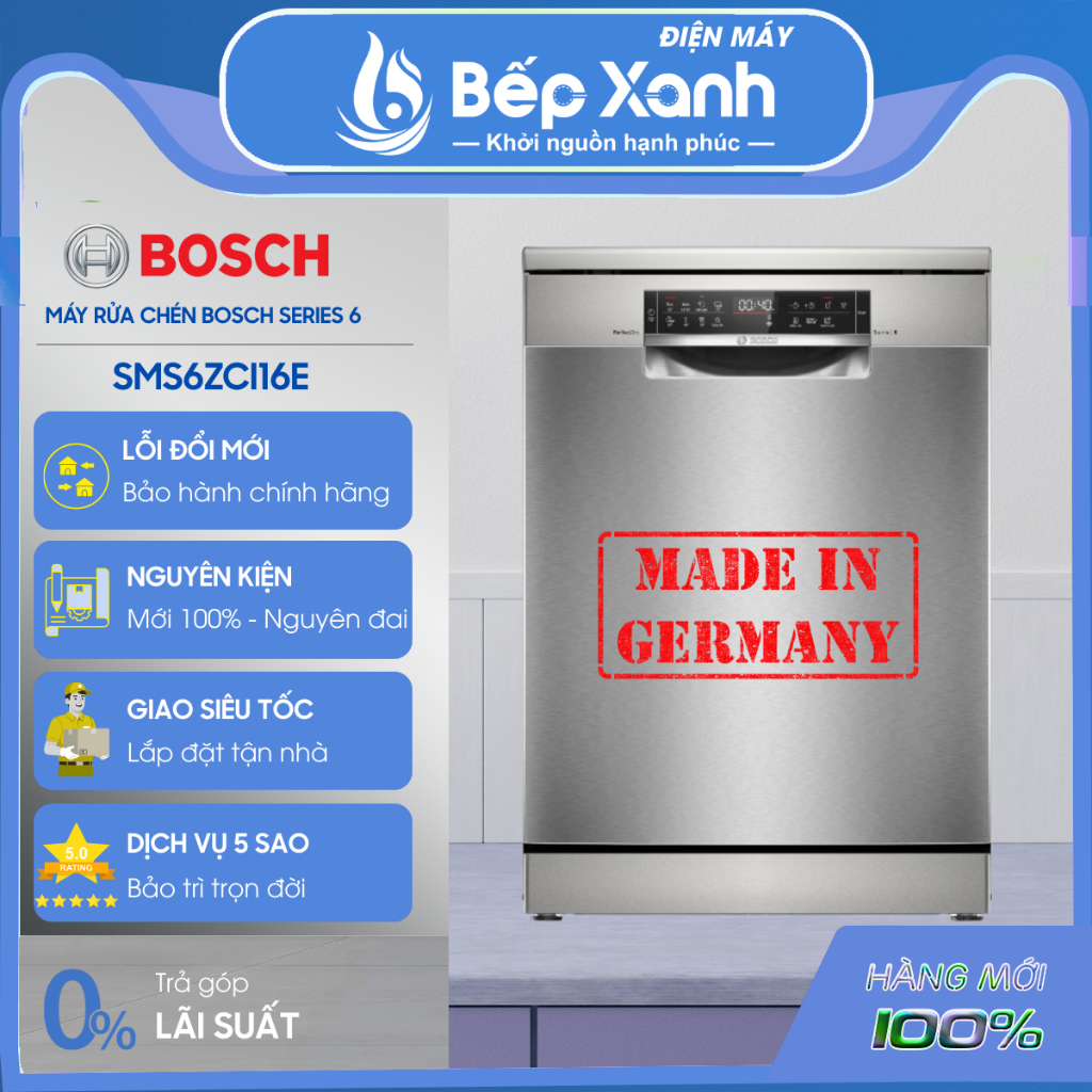 [QUÀ 2.39M] Máy Rửa Bát Bosch Series 6 SMS6ZCI16E / SMS6ZCI01P - Sấy Zeolith Thông Minh, Nhập Đức Chính Hãng