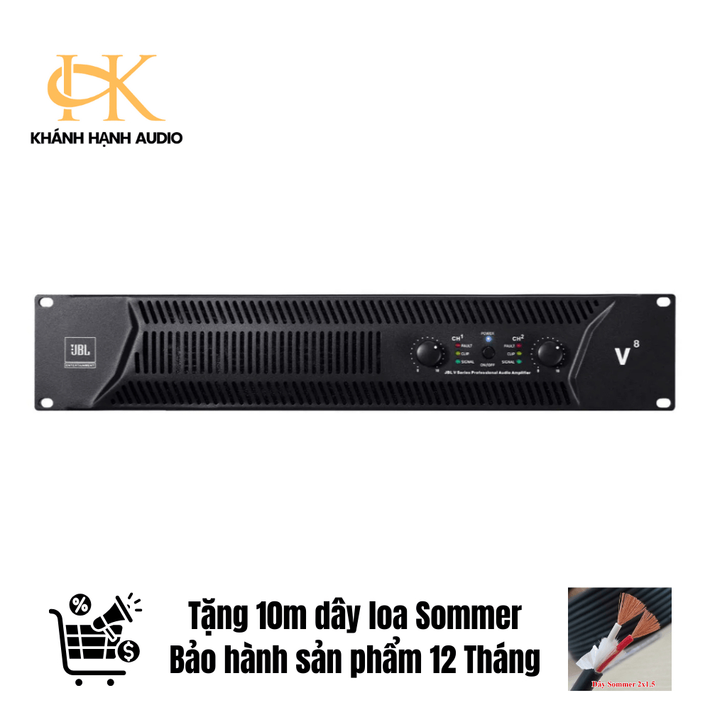 Cục đẩy 2 kênh JBL V8, main công suất JBL mạch Class H Hàng chính hãng