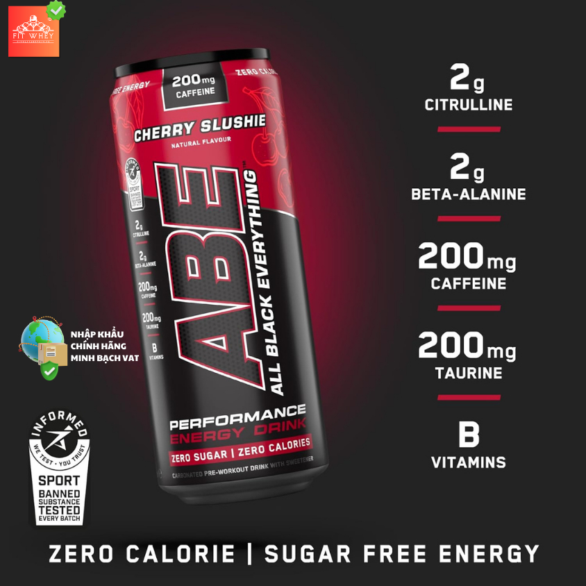 Applied Nutrition ABE Energy + Performance lon 330ml vị Cherry Slushie - chính hãng Anh Quốc