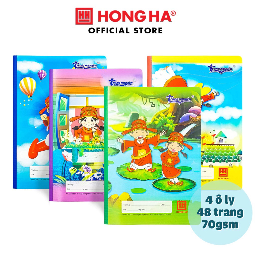 [Lốc 10 cuốn]  Vở 4 ô ly Hồng Hà 48 trang 70g Chân dung Trạng nguyên