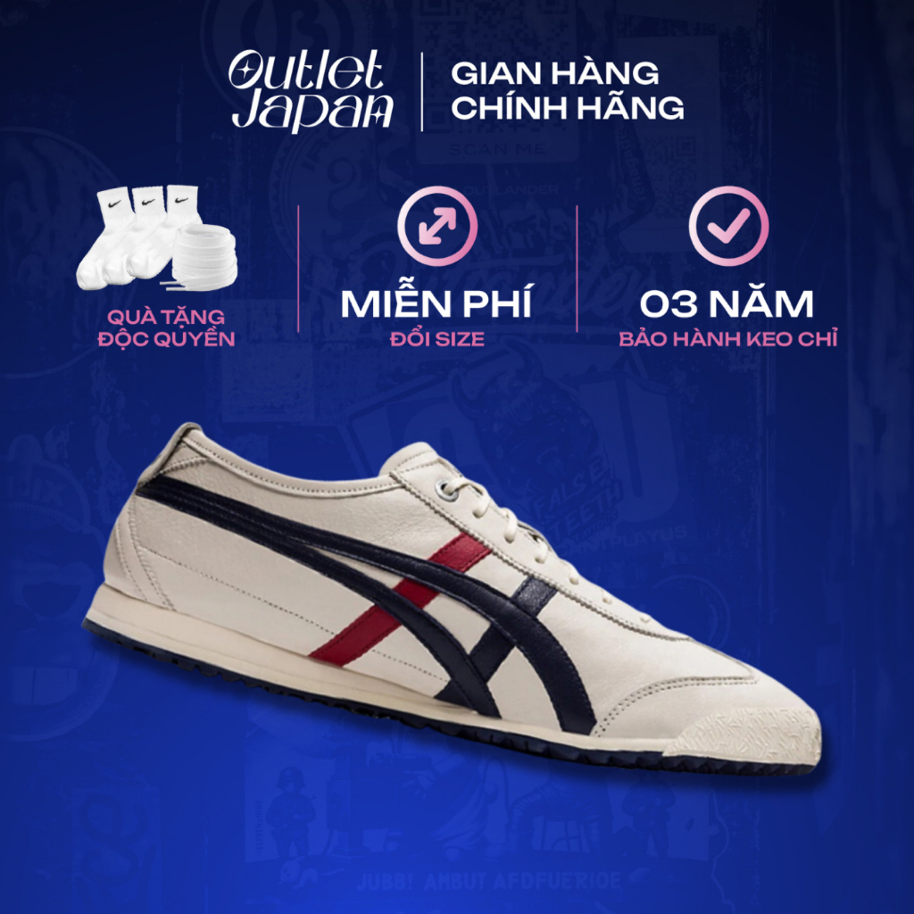 Giày Onitsuka Tiger chính hãng, Onitsuka Tiger Mexico 66 SD CREAM/PEACOAT real fullbox, bảo hành 03 