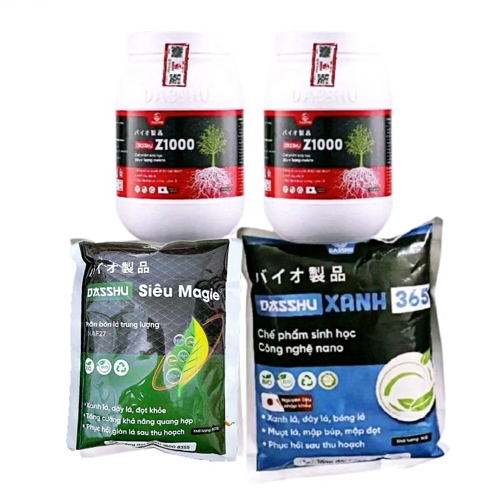 Combo 2 hộp dasshu Z1000 tặng + 1 gói siêu magie kẽm 500g + 1 gói xanh 365 1kg. phân bón dasshu Z100