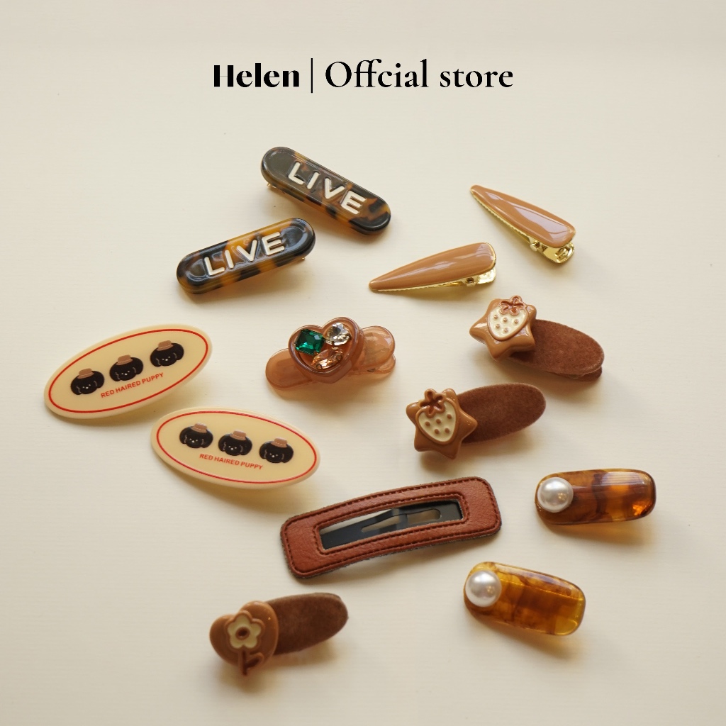 Set kẹp mái nâu Brown hairpins set Helen Studio