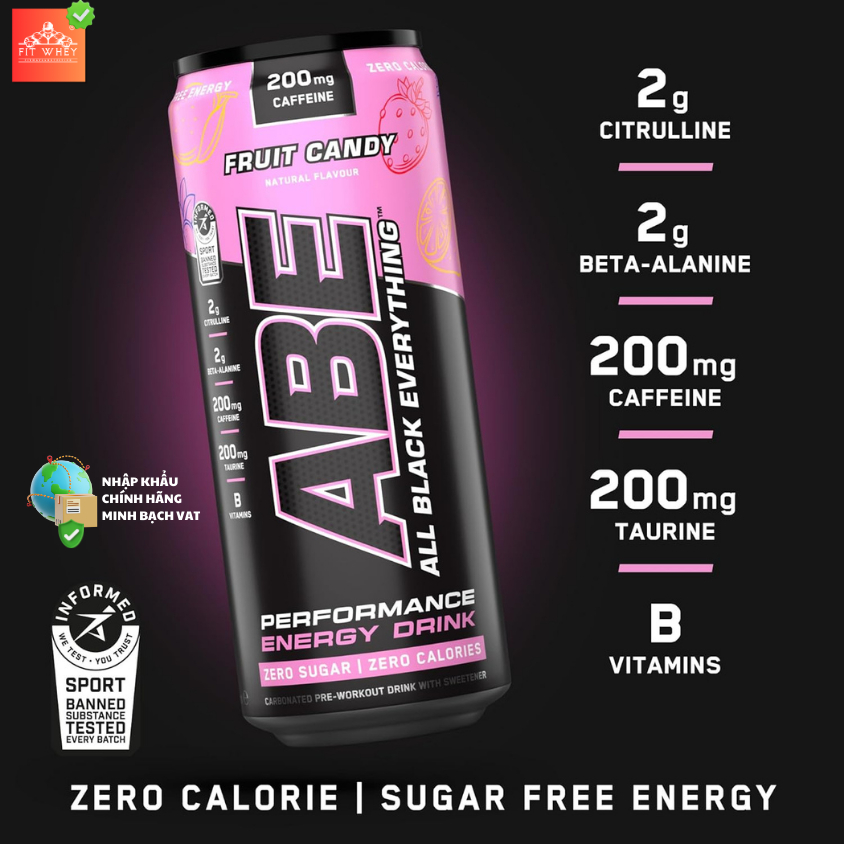 Applied Nutrition ABE Energy + Performance lon 330ml vị Fruit Candy - Chính hãng Anh Quốc