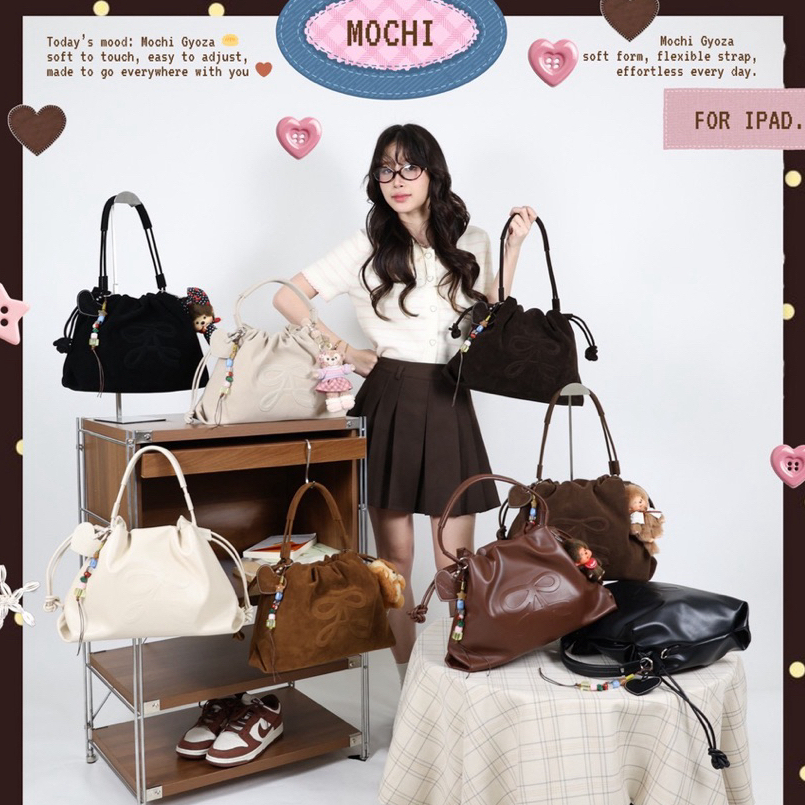 Túi Đeo Vai 8angles Mochi Dumpling 13inch Đựng Vừa Ipad Khóa Dây Rút Kèm Dây Đeo Chéo