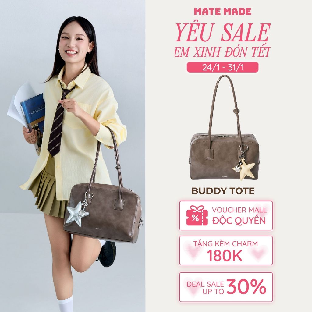 Túi Tote Cỡ Lớn Buddy MATE MADE - Quai Tròn Lạ Mắt, Phong Cách Hàn Quốc