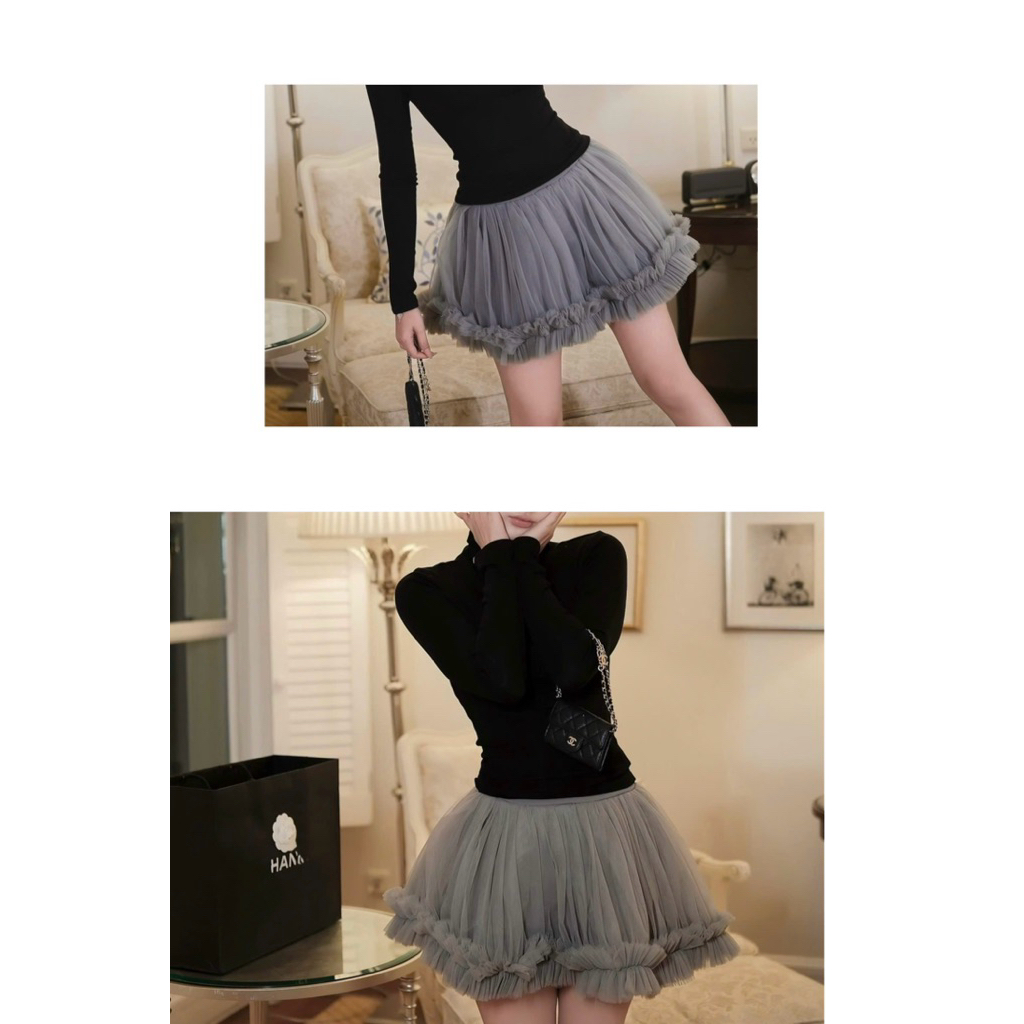 [MMUSE STORE] VIDEO - Chân váy lưới viền bồng bềnh