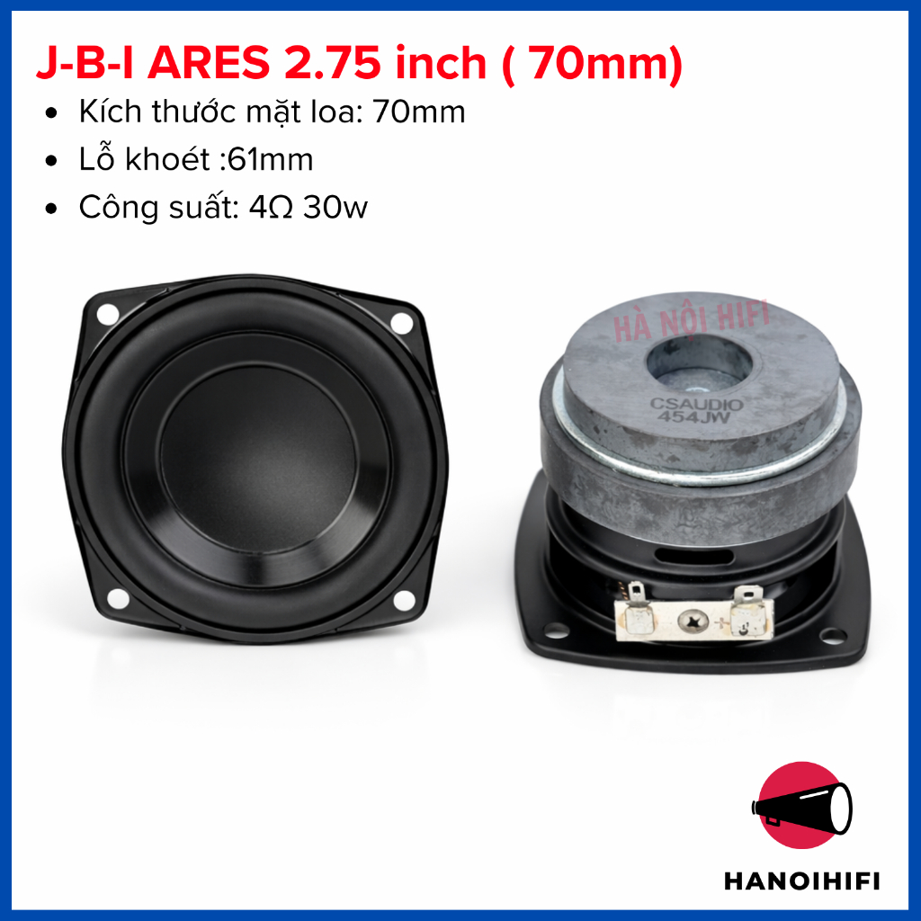 Củ Loa rời  Ares 2.75 inch 4ohm 30w. Thay thế loa Quantum Duo Bass mạnh mẽ, loa dải mid bass