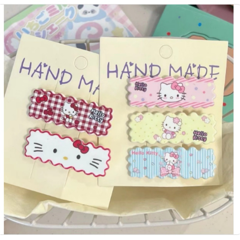 Set kẹp nhựa chỉ từ 4k Acylic hello kitty hình vuông đa dạng màu sắc - Phụ Kiện Tóc Nữ