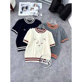 Áo len thừng Pra viền màu cộc tay siêu hot hàng QC freesize full tag mác