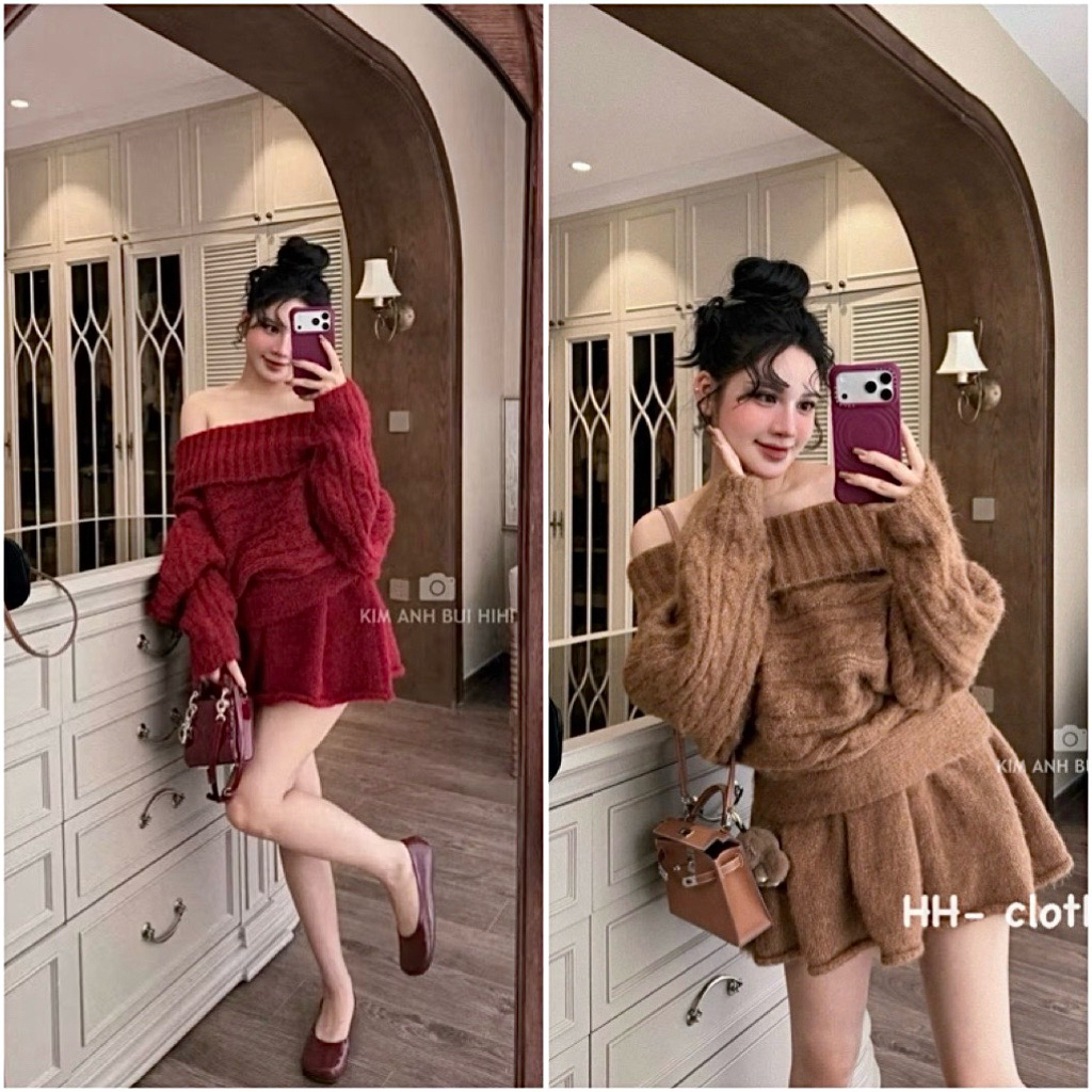 Set Len Thừng Trễ Vai Hàng QC Kim Anh Bùi HiHi