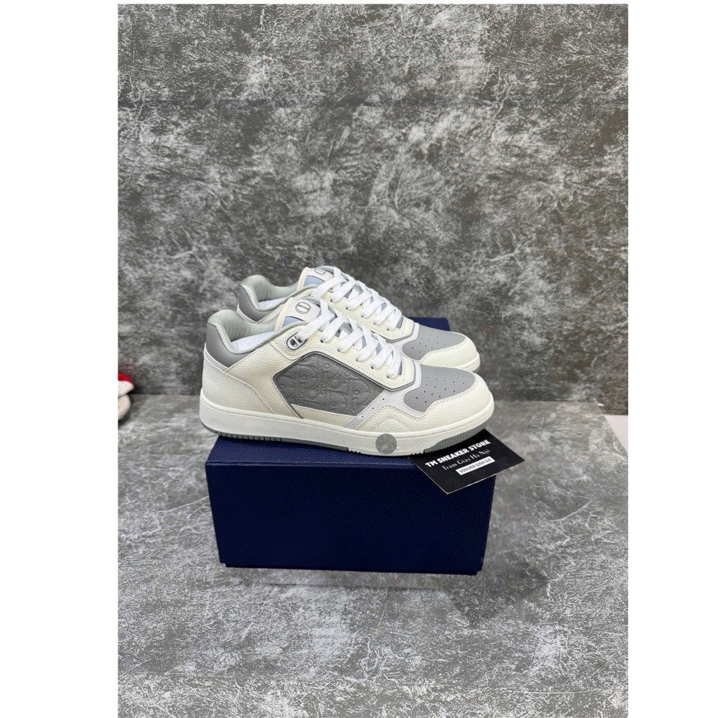 Giày luxury xám trắng b27 cổ thấp dập logo thể thao dành cho nam nữ hot