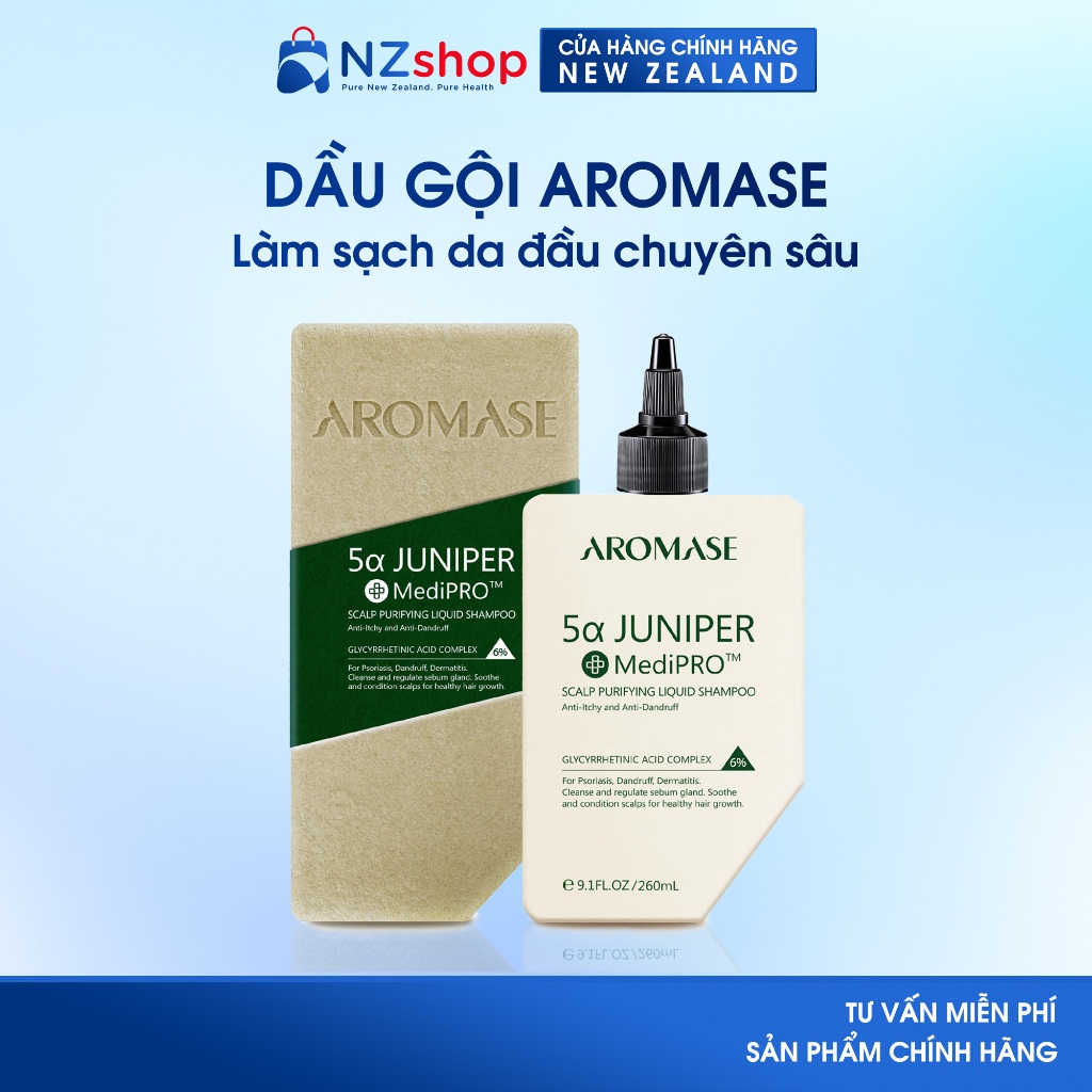 Dầu gội làm sạch da đầu chuyên sâu Aromase 5α Juniper Scalp Purifying Liquid Shampoo 80ml