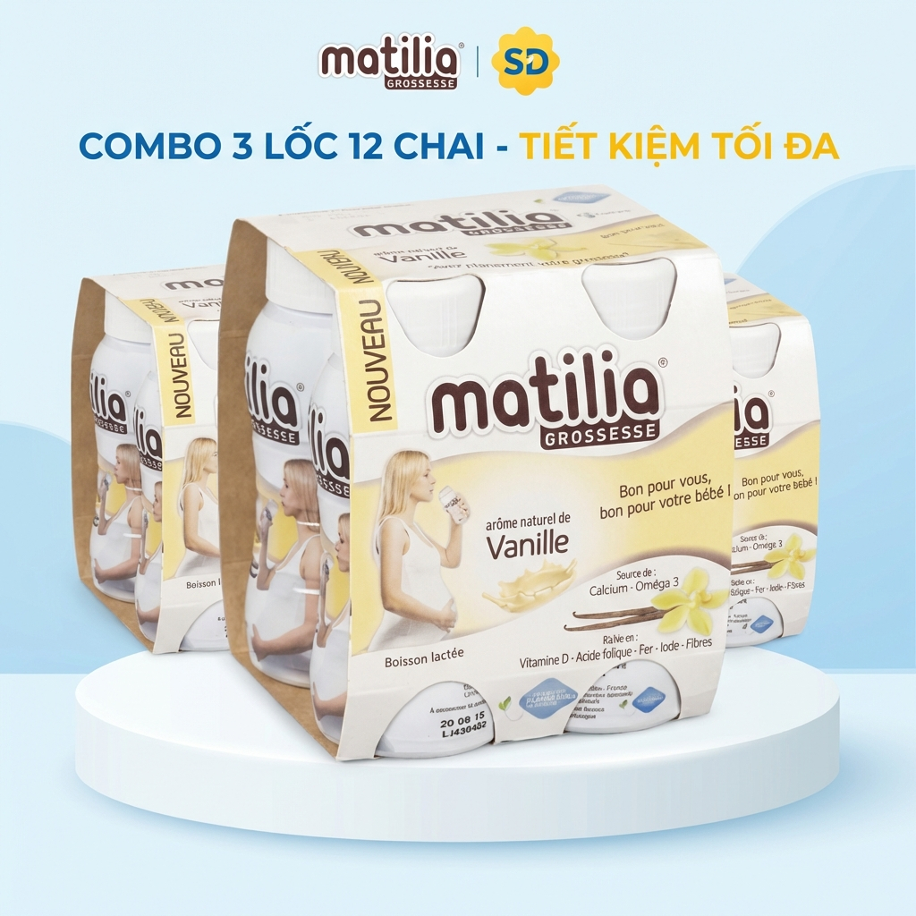 [Combo 3 Lốc 12 Chai] Sữa Bầu Matilia Grossesse Pháp Vị Vani - Dinh Dưỡng Vào Con Không Vào Mẹ - Nhậ
