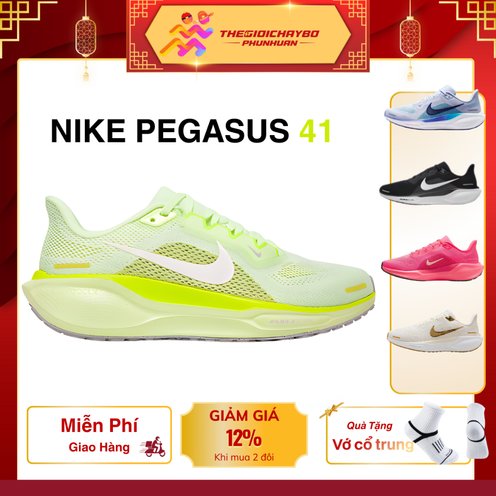 [Voucher 22%] Giày Chạy Bộ Nam/Nữ Nike Pegasus 41 -  Black/Anthracite/White