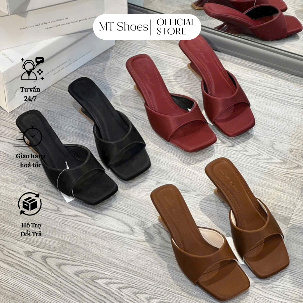 Guốc Cao Gót Nữ Quai Bầu Cao 5 Phân Chất Lụa Satin Thời Trang Form Đẹp Tôn Chân MT Shoes GD018