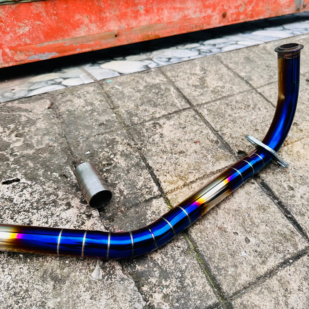 Cổ Pô AB125 2val (Fom ORBR) size 27mm - INOX XI TITAN siêu bóng (Kèm Khâu Nối)