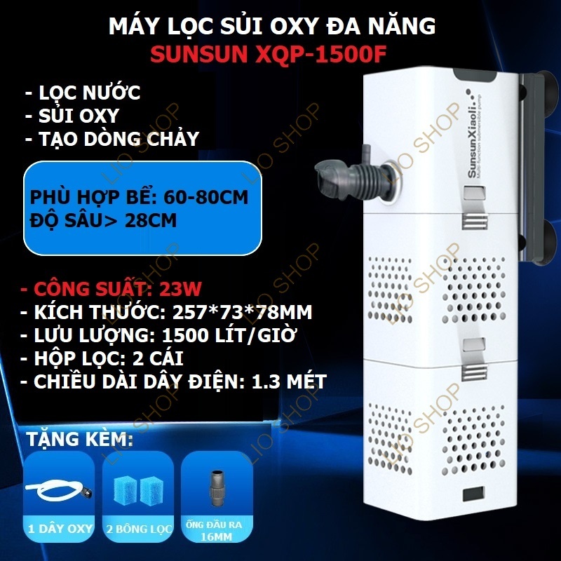 🌊 Máy Lọc Sủi Oxy Đa Năng 4 Trong 1 SUNSUN XQP |  Lọc nước – Sủi oxy – Tạo dòng – Thay nước bể cá