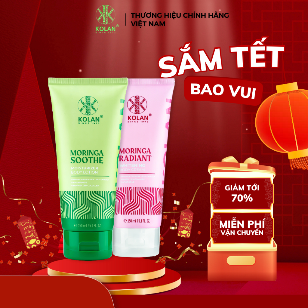 [Date 10/2026] Combo 2 Kem Body KOLAN, Dưỡng Ẩm, Nâng Tone Sáng Da ( Ngày và Đêm)