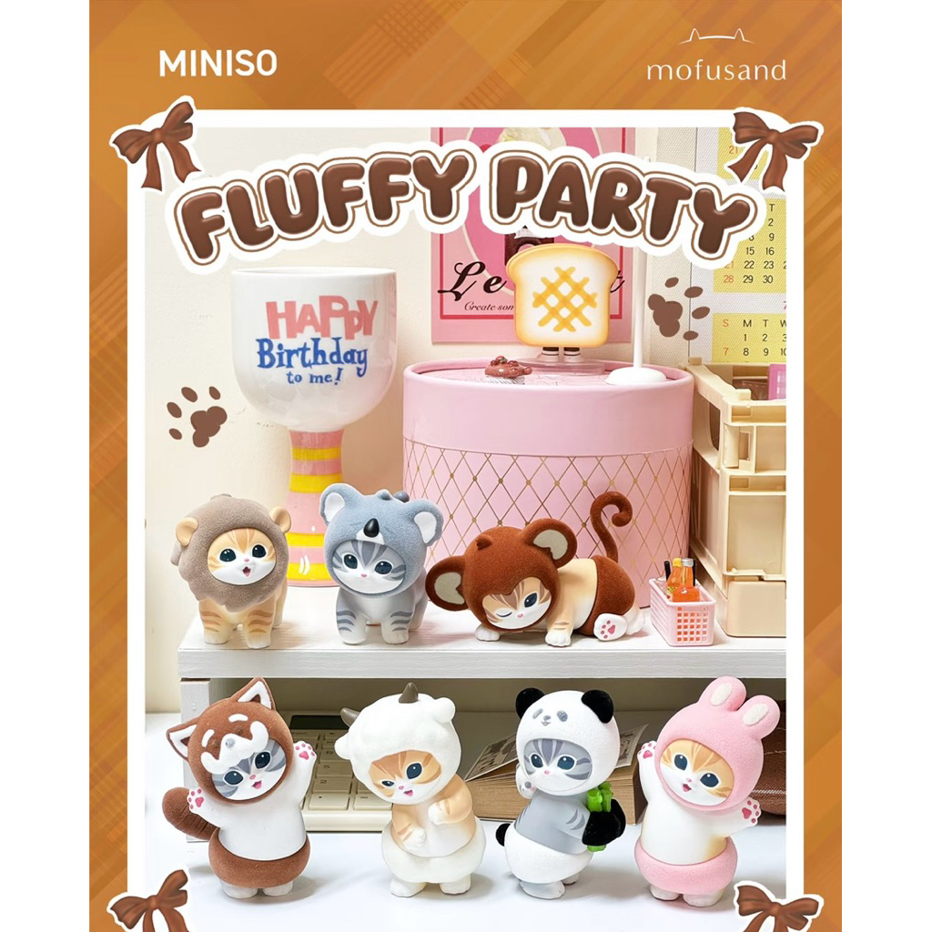 Blindbox Mofusand Fluffy Party - Mô hình trưng bày dễ thương làm quà tặng