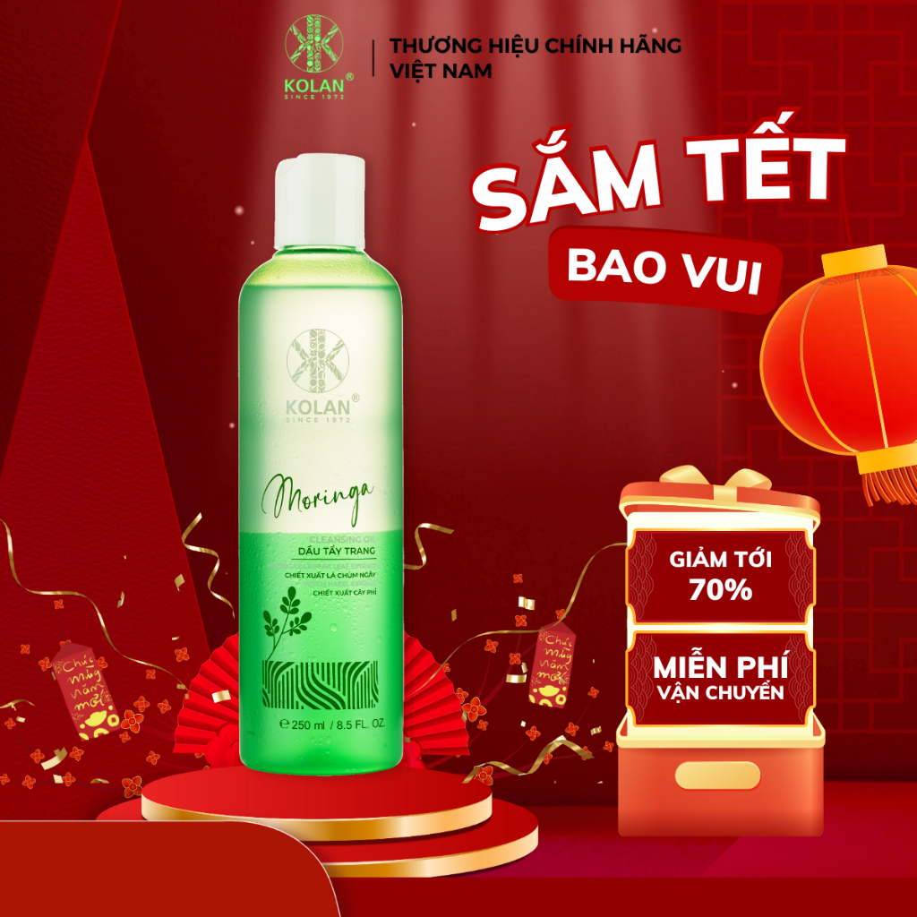 [Date 28/08/2026] Dầu Tẩy Trang KOLAN 250ml, Chiết Xuất Chùm Ngây, Làm Sạch, Dưỡng Ẩm, Mịn Màng