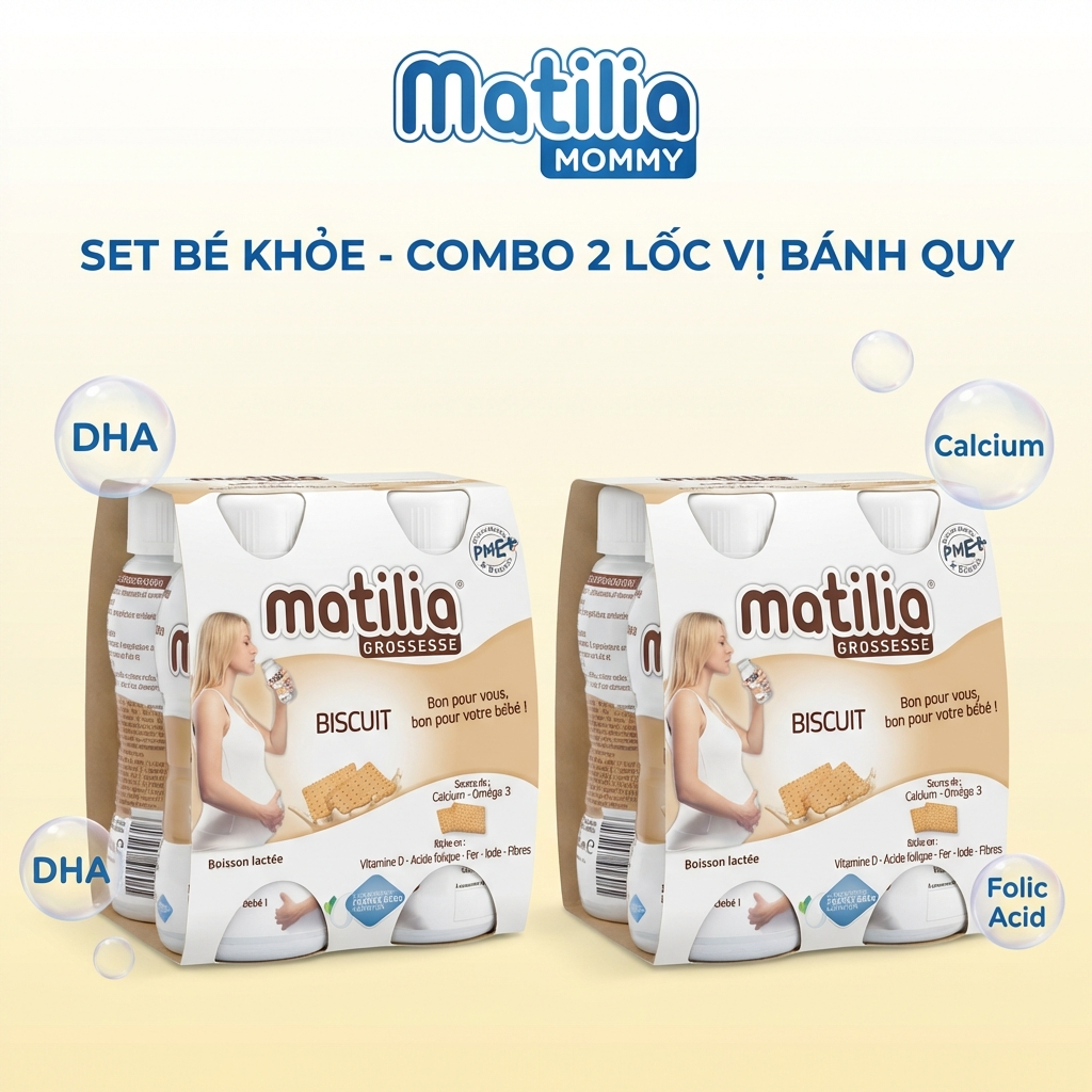 [Set Bé khoẻ 2 lốc bích quy] Sữa Bầu Matilia Grossesse Pháp Vị Bánh Quy - Dinh Dưỡng Vào Con Không V
