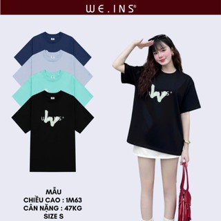Áo thun local brand WEINS, mẫu in WE BRAND, cotton thấm hút, mềm mát, áo thun cổ tròn tay lỡ unisex