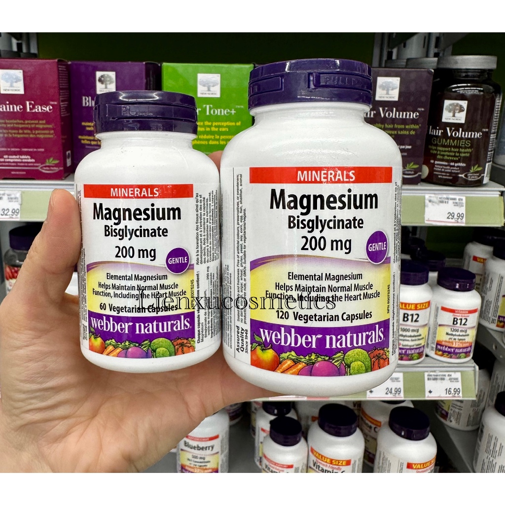 Viên uống magnesium bisglycinate của Webber Naturals 120v; Hsd 2028