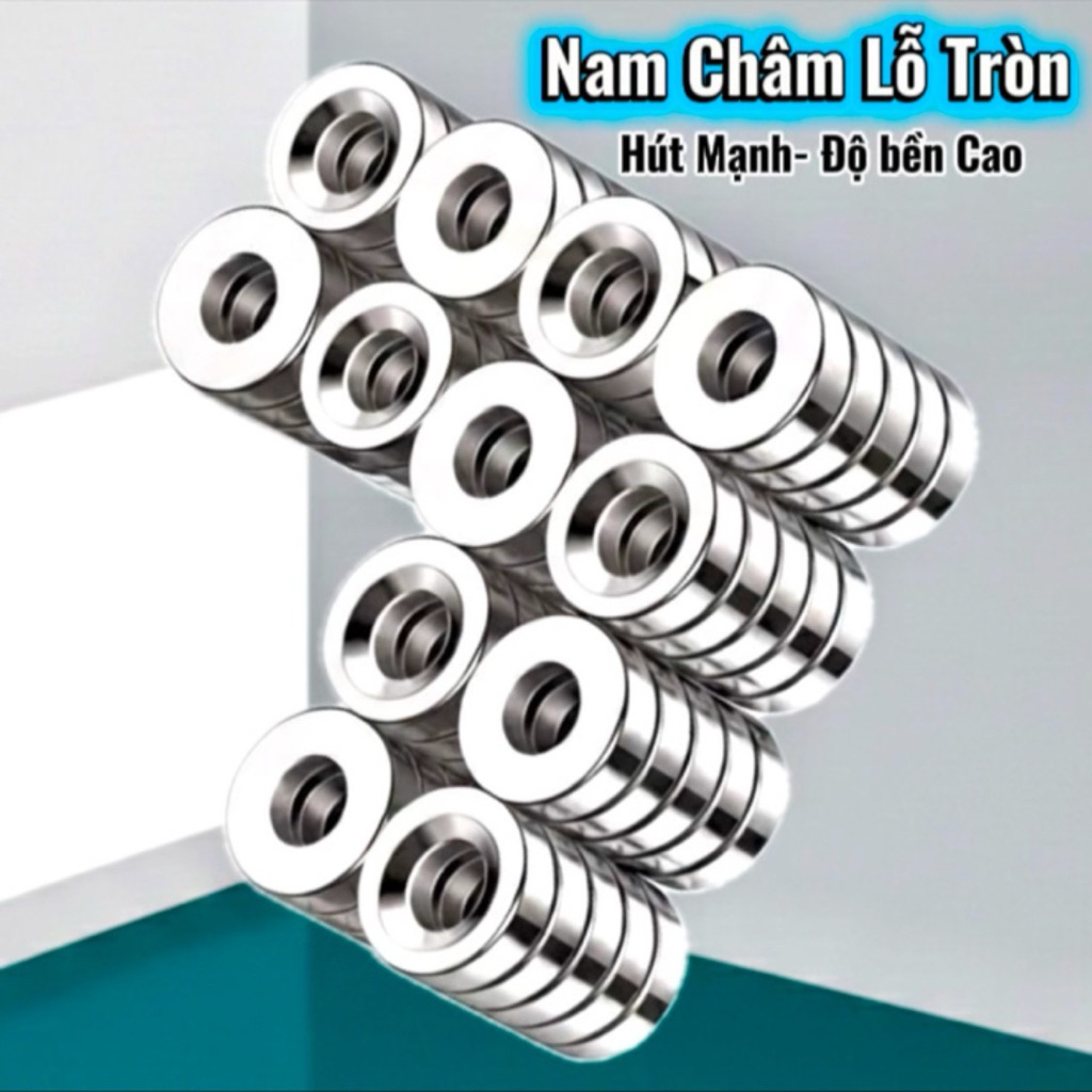 10 Viên Nam Châm Vĩnh Cửu Trắng Có Lỗ Tròn