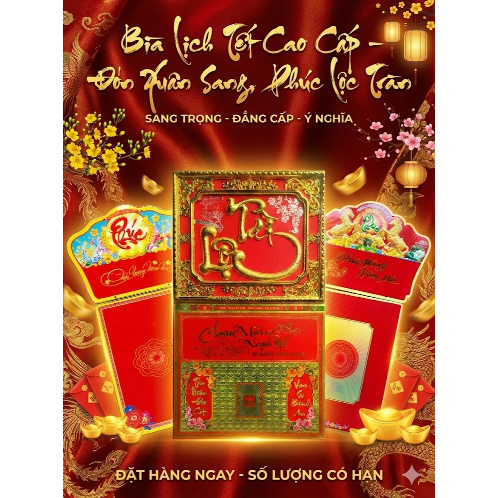 BÌA TREO LỊCH, KHÁNH LỊCH CAO CẤP 2026 (chỉ bìa lịch, CHƯA CÓ LỐC LỊCH)