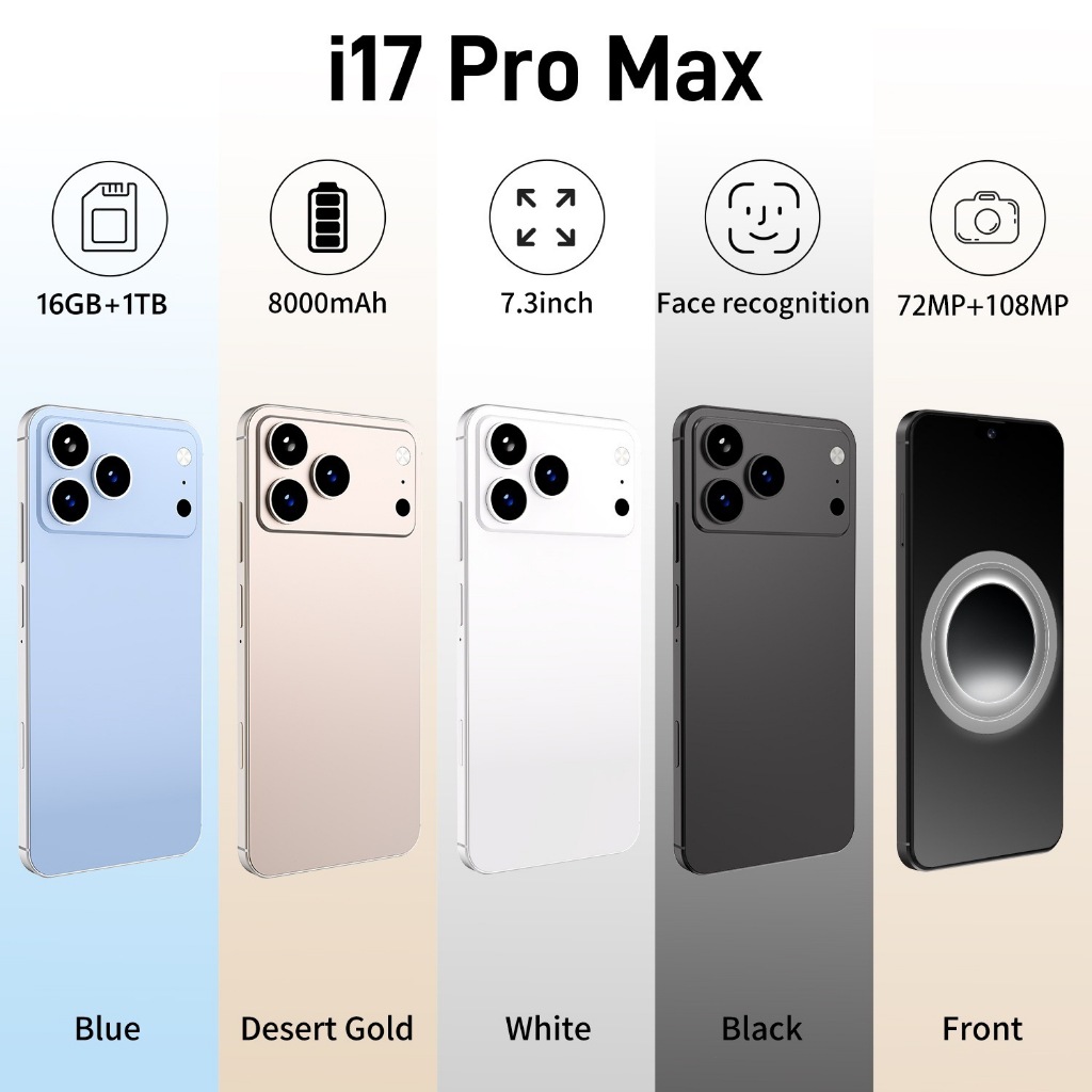 【Hiệu quả toàn diện】Điện thoại thông minh i17 Pro Max màn hình lớn HD 6,9 inch 8G 256G toàn mạng 5G