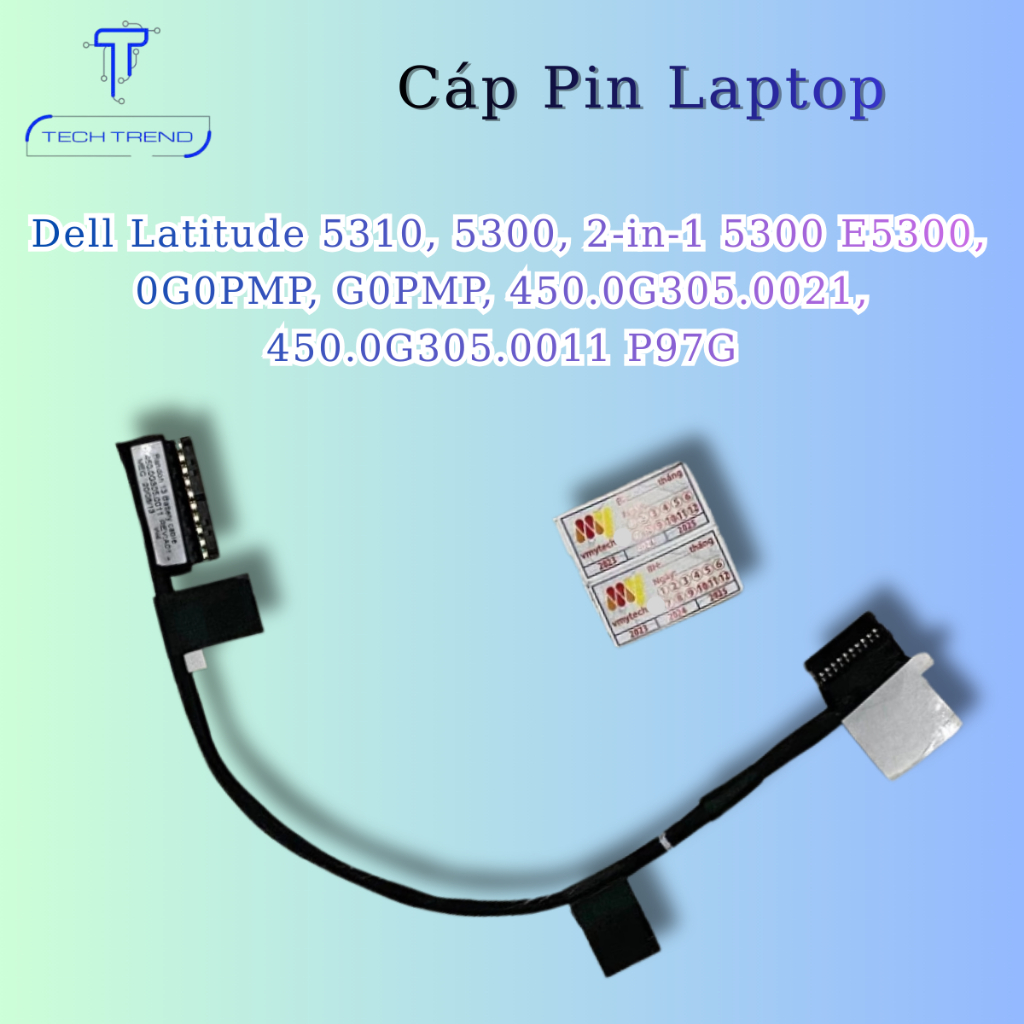 Cáp pin laptop Dell Latitude 5310, 5300, 2-in-1 5300 E5300, 0G0PMP, G0PMP, 450.0G305.0021, 450.0G305