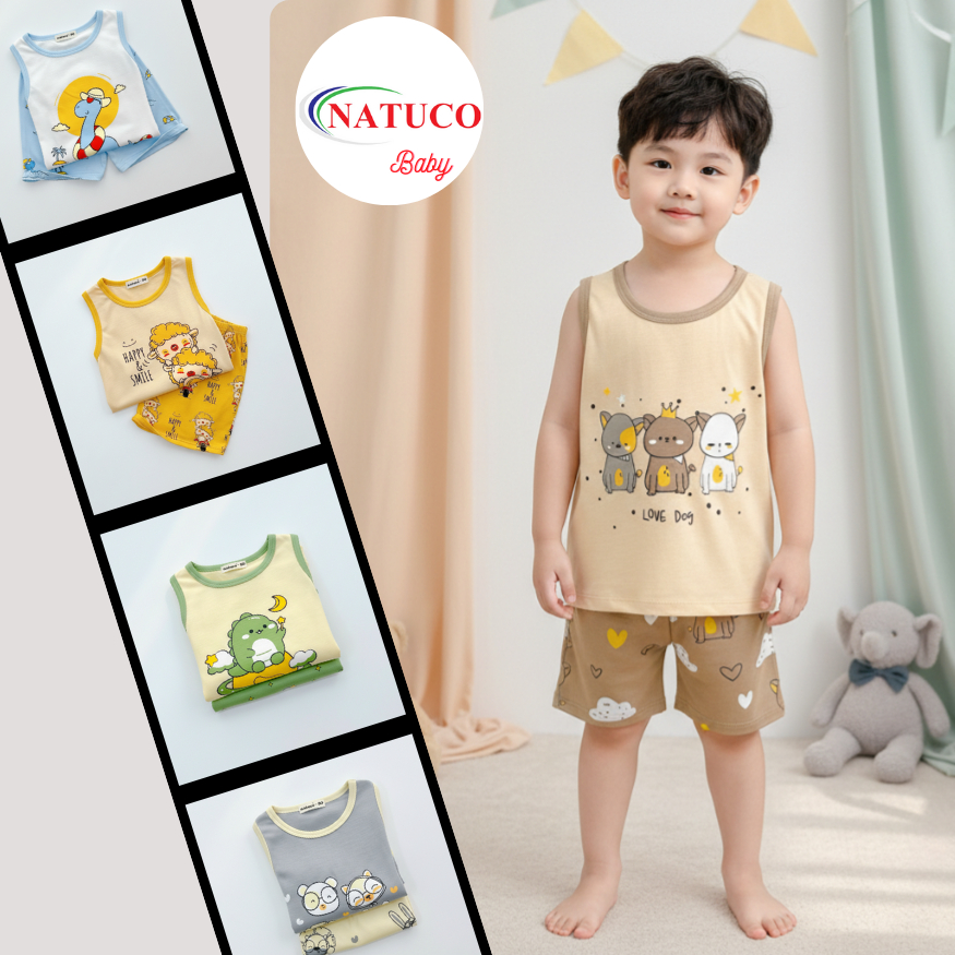 Bộ Quần Áo Trẻ Em Minky Mom, Chất Thun Lạnh Thoáng Mát, Hình In Động Vật Cho Bé 0-8 Tuổi BL-IN74