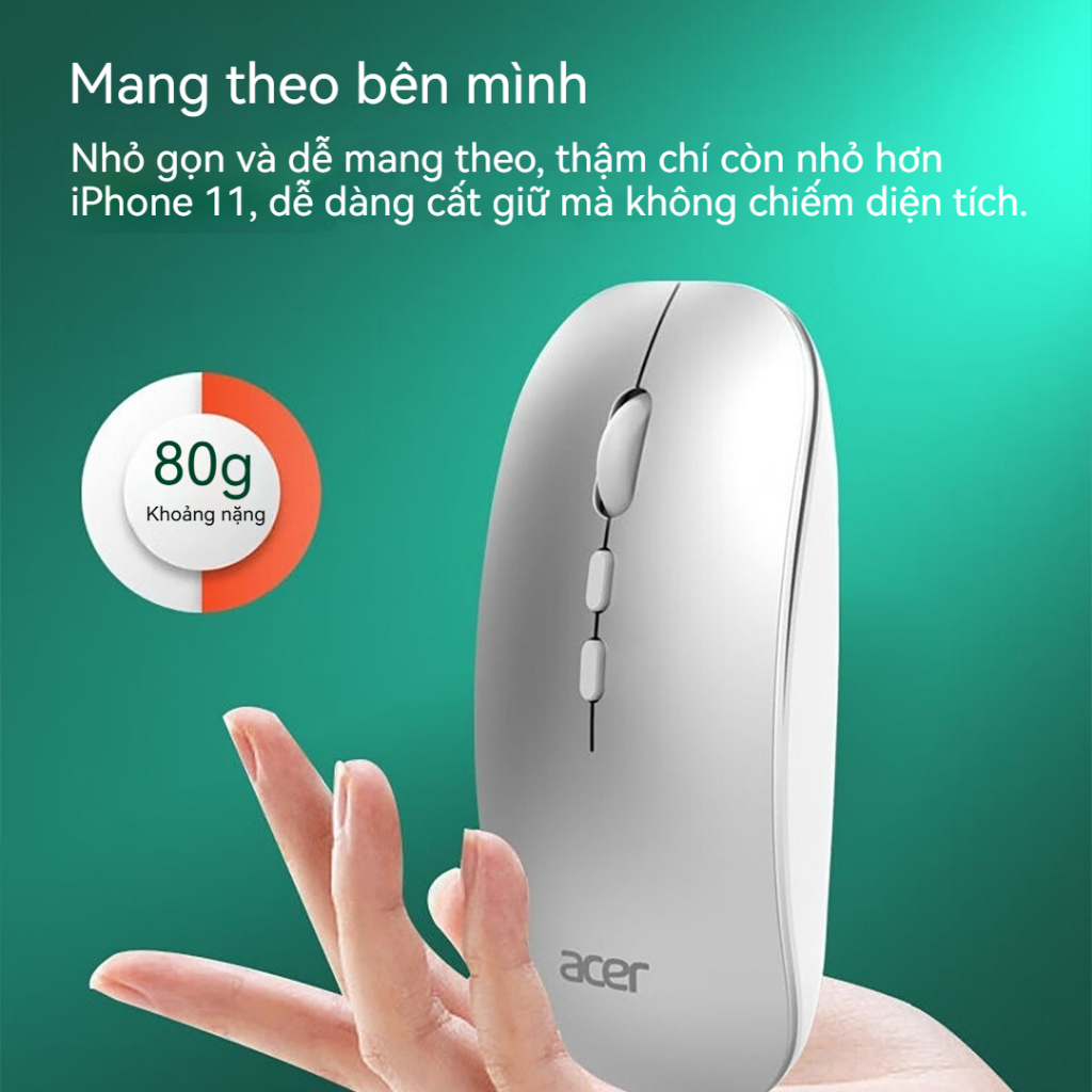 Acer Chuột Không Dây OMR050, 3 Chế Độ, Kết Nối Sạc Pin Đa Năng, Thiết Kế Siêu Nhẹ, 3 Mức DPI, Giảm 35% Áp Lực Cổ Tay | BigBuy360 - bigbuy360.vn