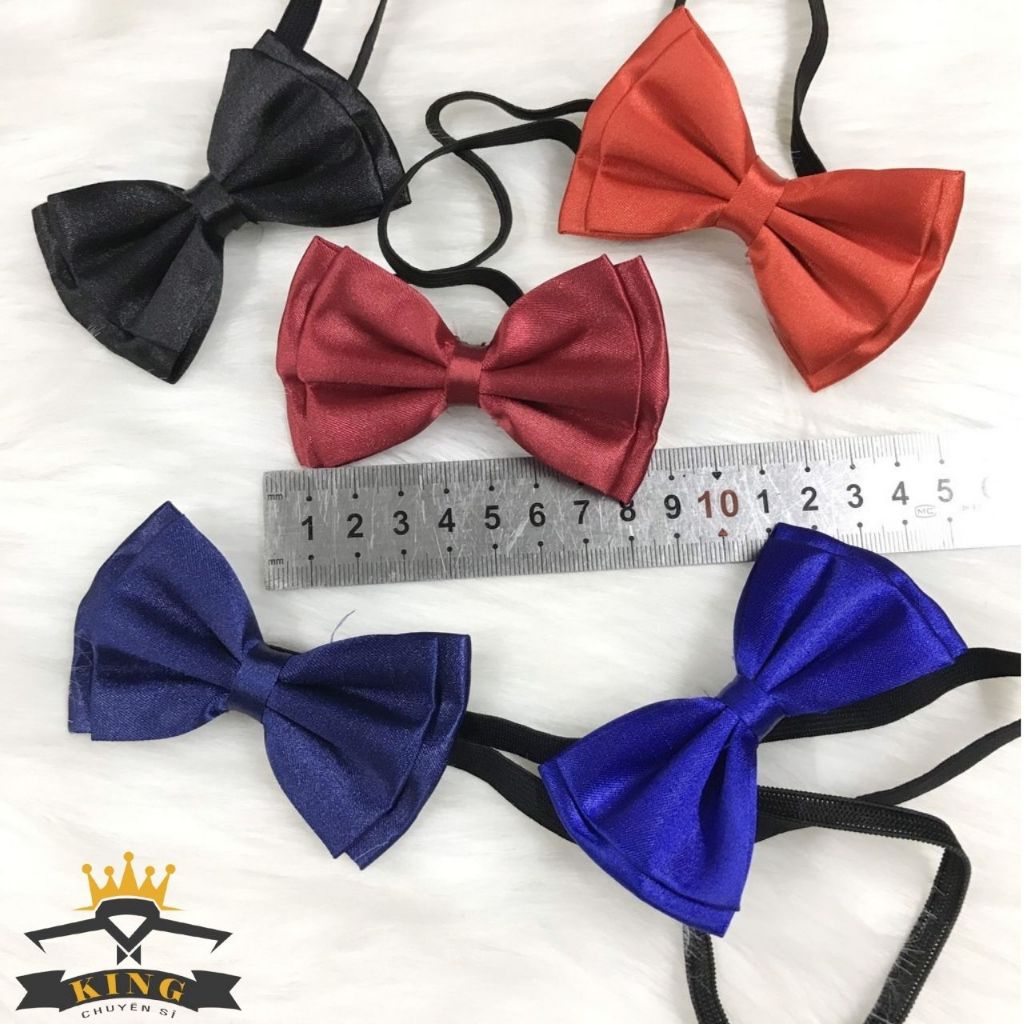 Nơ bé trai KING caravat 3 lớp, vải phi bóng, dây thun thắt sẵn 2 lớp, phong cách dễ thương siêu cưng X06
