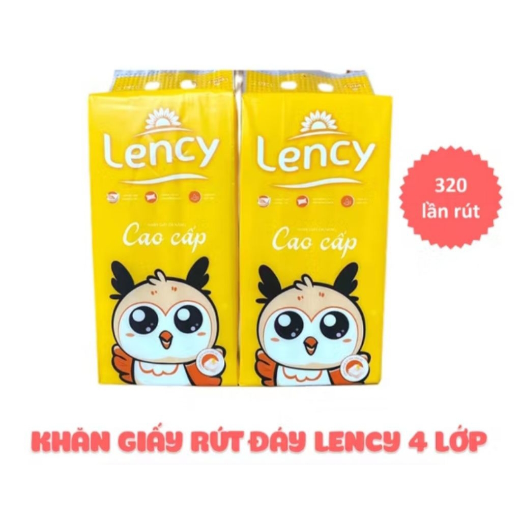 combo 2 bịch khăn giấy rút cao cấp Lency 4 lớp 320 tờ
