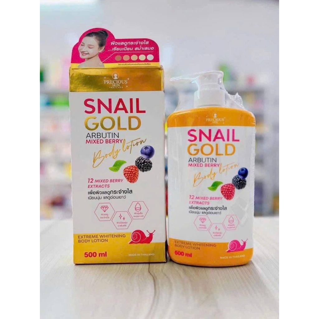 Sữa Dưỡng Thể Trắng Da Arbutin Mix Berry Snail Gold - Dưỡng Ẩm, Làm Sáng Da 500ml