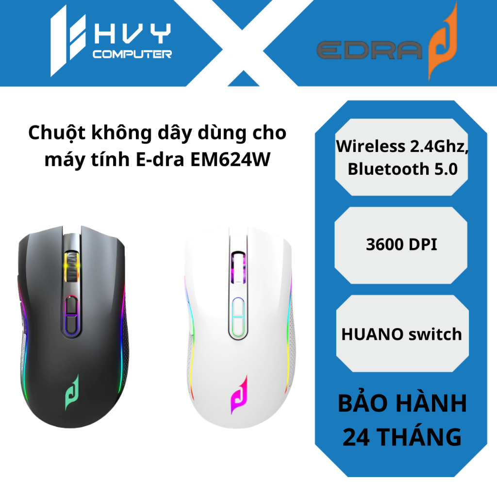 Chuột không dây dùng cho máy tính E-dra EM624W - Hàng Chính Hãng