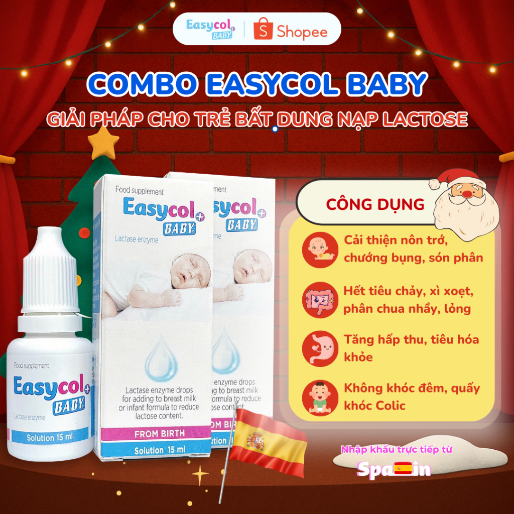 Combo 2 lọ Enzyme Lactase Easycol Baby cải thiện tiêu hóa, giảm khóc dạ đề lọ 20ML nhập khẩu châu Âu