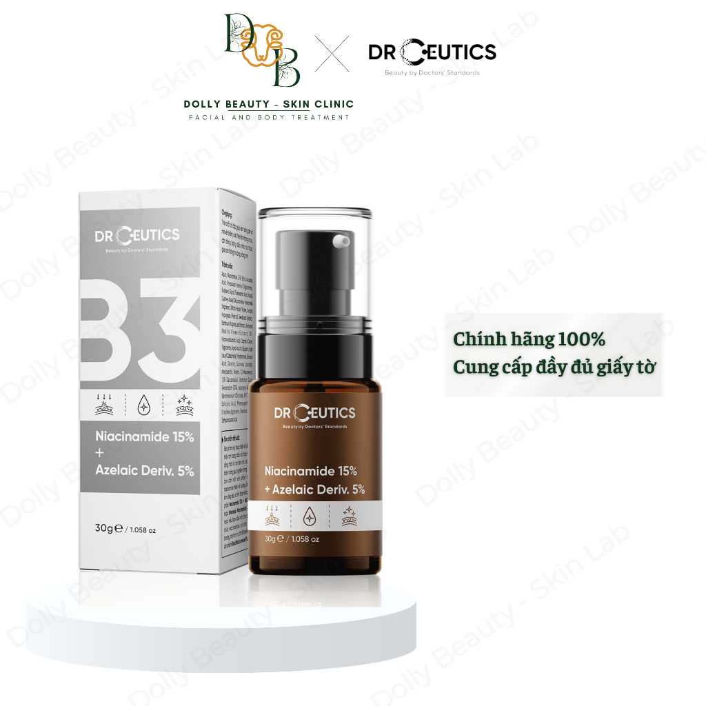 [DRCEUTICS] Serum B3 15% trắng da NIACINAMIDE 15% + AZELAIC DERIV. 5%