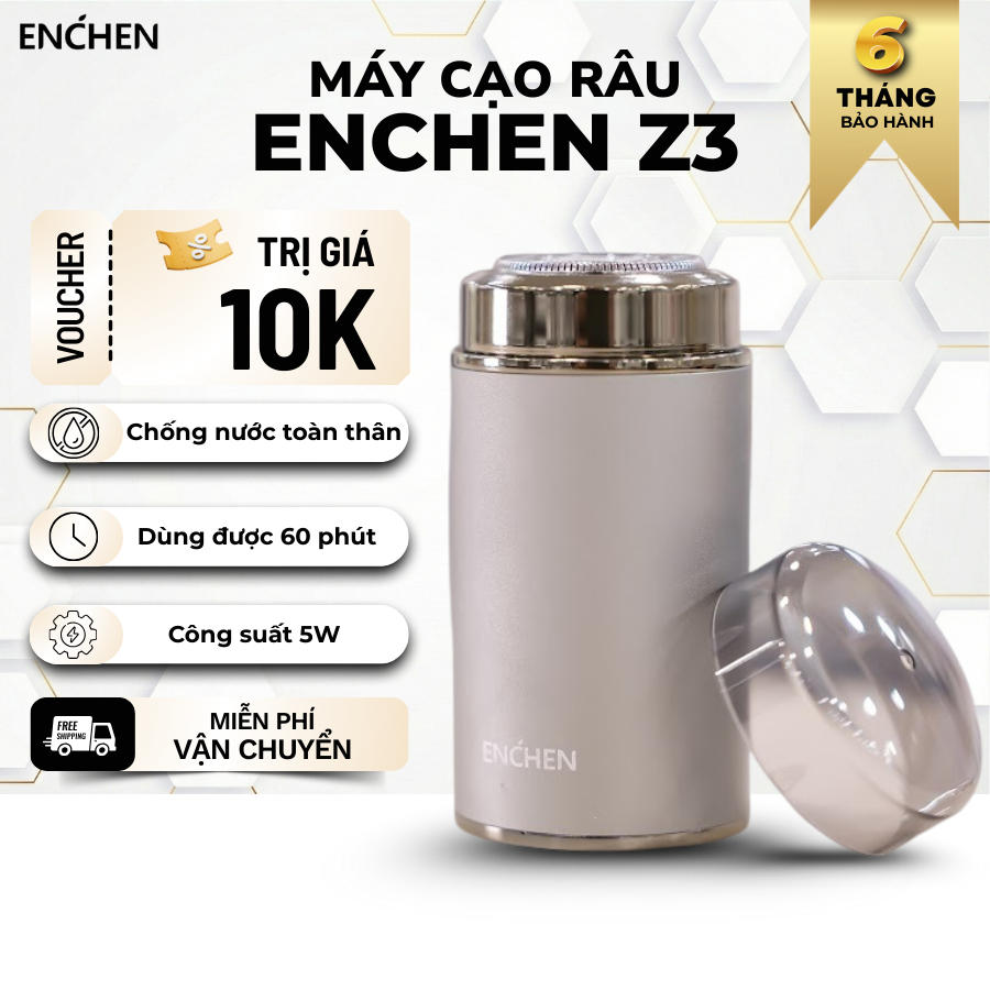 Máy Cạo Râu Enchen Z3 Chống Nước, Dùng liên tục 60 phút, Cạo Sạch, Không xước da, Sạc Nhanh Type-C